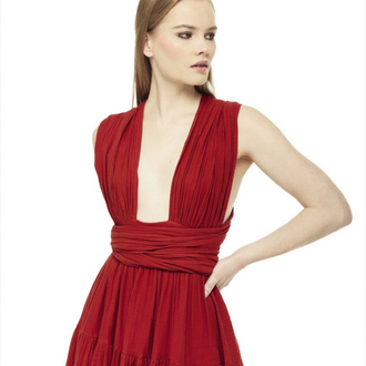 Maxi elbise müslin kumaş kırmızı 4143