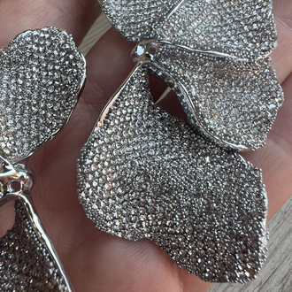 Silver floral büyük küpe