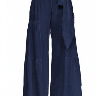 Müslin crop pantolon takım lacivert 5245-6236