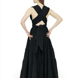 Maxi siyah müslin elbise 4143