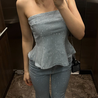 Taşlı denim takım