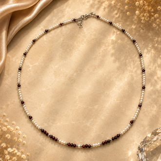 Garnet-İnci Özel Tasarım Kolye (Tutku ve Cesaretle İlerlemek)