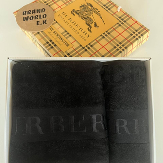 BURBERRY siyah Lüks Tasarım Desenli Havlu Seti