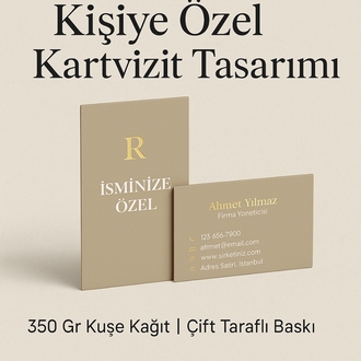 100 Adet Çift Yönlü Kartvizit Baskı 52x82 mm – 350 Gr Kuşe Parlak Selefon