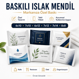 Baskılı Islak Mendil | Logolu Firmaya Özel | Kafe Restoran Otel Organizasyon