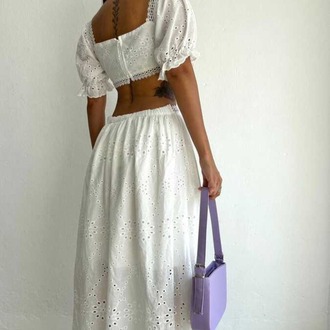Brode Detaylı Cut-Out Maxi Elbise