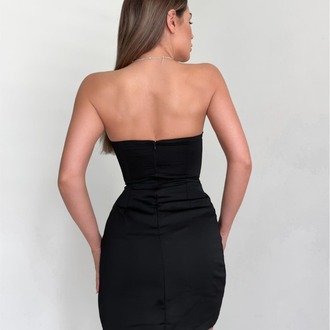 Siyah Korse Detaylı Mini Elbise