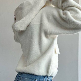 Oversize Yumuşak Triko Ceket/Hırka - Kış Beyazı