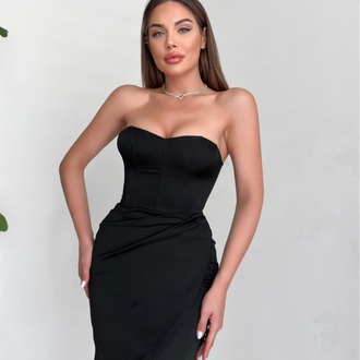 Siyah Korse Detaylı Mini Elbise