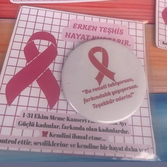 1-31 Ekim farkındalık ayına özel rozet kartlı paketli