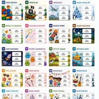 200 Adet Okul Etiketi + Ders programi