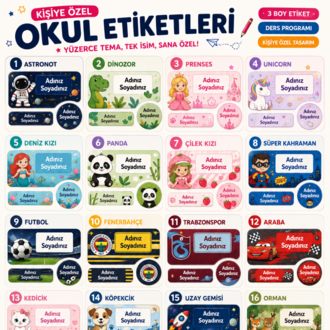 Okula hazirlik Etiketi seti