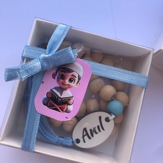 isimli kutulu ahşap tespih
