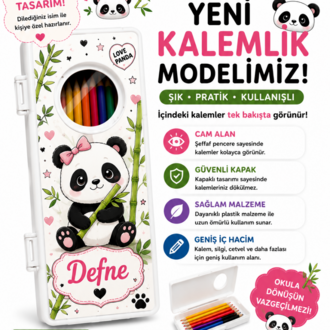 Kisiye ozel Isimli panda temali kalemlik