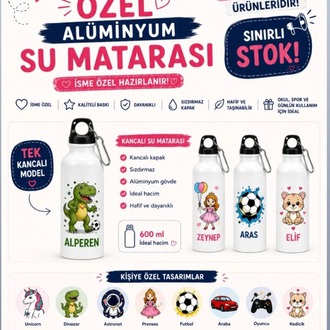 Kişiye Özel Alüminyum Su Matarası – 600 ml