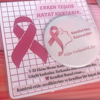 1-31 Ekim farkındalık ayına özel rozet kartlı paketli