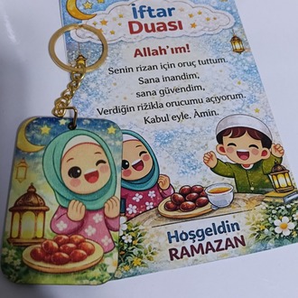 “Baskılı el emeği Ramazan kartı + anahtarlık