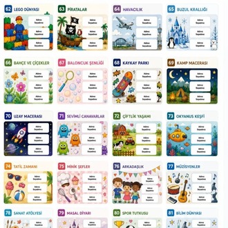 200 Adet Okul Etiketi ve Ders programi