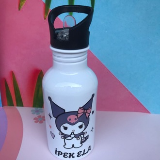 600ml baskılı su matarası pipetli