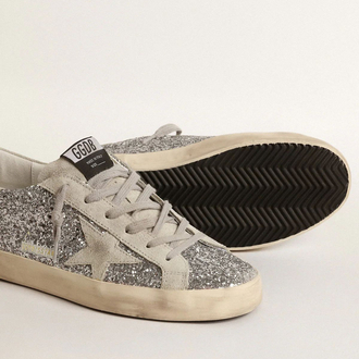 Golden Goose Super-Star Silver Glitter Ice Gray