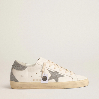 Golden Goose Super-Star with silver Swarovski crystal star and heel tab