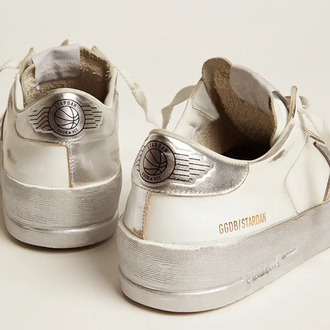 Golden Goose Stardan sneakers with silver metallic leather star and heel tab