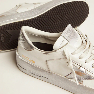 Golden Goose Stardan sneakers with silver metallic leather star and heel tab