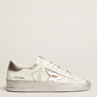 Golden Goose Stardan sneakers with silver metallic leather star and heel tab
