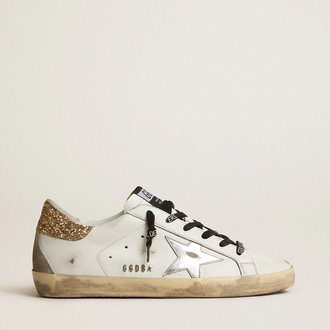 Golden Goose Super-Star Gold Glitter Ice Gray