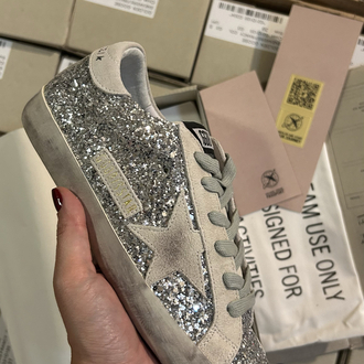 Golden Goose Super-Star Silver Glitter Ice Gray