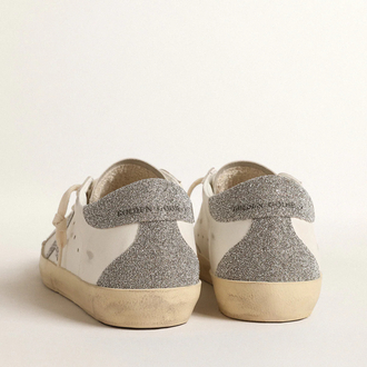 Golden Goose Super-Star with silver Swarovski crystal star and heel tab