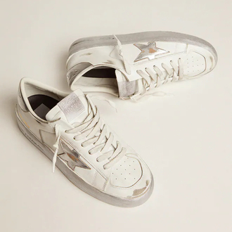 Golden Goose Stardan sneakers with silver metallic leather star and heel tab
