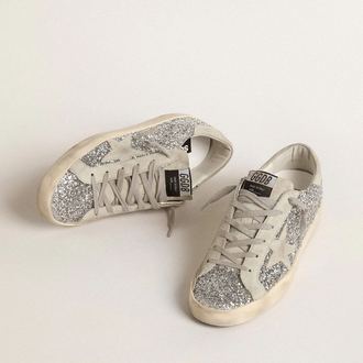 Golden Goose Super-Star Silver Glitter Ice Gray