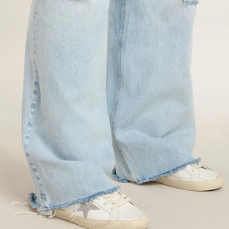 Golden Goose Super-Star with silver Swarovski crystal star and heel tab