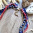Lapis Lazuli ve  Kırmızı Akik Doğal Taşlı, Kristal Boncuklu Zincirli Çoklu Gerdanlık Kolye - 100042