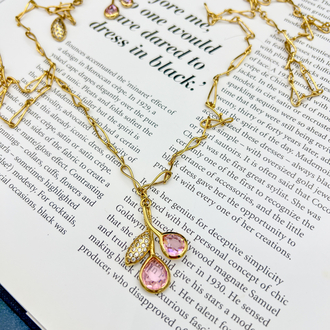 Nina Ricci Damgalı Pembe Kristal Kolye
