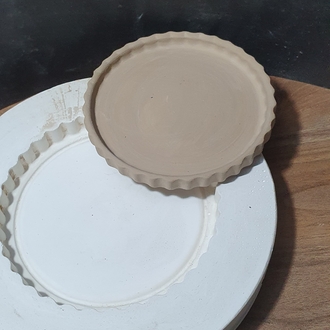 çizgili sır ayaklı tabak kalıbı
