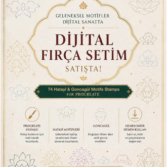 Procreate Hatai Stamp Brush Set | Turkish Illumination Brushes | 80 Hatai Motifs | Digital Download