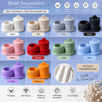Dekoratif Set – Mumluk, Takı Kutusu, Tepsi ve Mumluk | El Yapımı Dekoratif Set