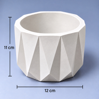 Dekoratif Sukulent Saksı – Geometrik Saksı Beyaz