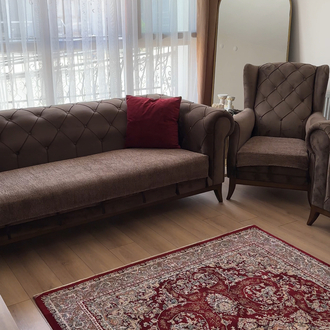 döşemelik verena kahverengi püsküllü koltuk örtüsü 