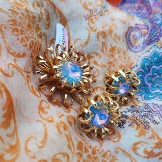 SARAH COVENTRY Gizemli Rivoli Mavi Broş ve Küpe