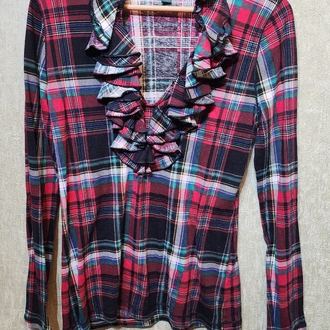 RALPH LAUREN | Fırfır Detaylı Ekose Bluz