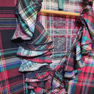 RALPH LAUREN | Fırfır Detaylı Ekose Bluz