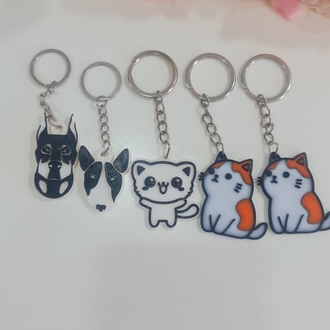 5 adet kedi ve köpek figürlü 3 D Anahtarlık 
