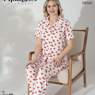 Kalpli Karpuz Pijama Takımı Düğmeli 