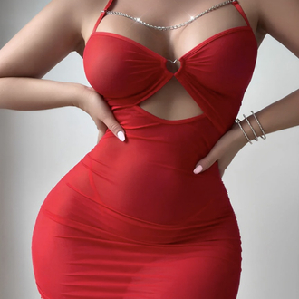 Loveena Transparan Gecelik Kırmızı 