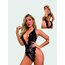 Özel Bölgesi Açık Bodysuit Siyah