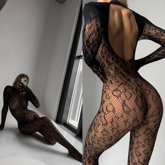 Siyah Leopar Komple Vücut Çorabı