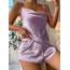 Lilac Saten Şortlu Takım